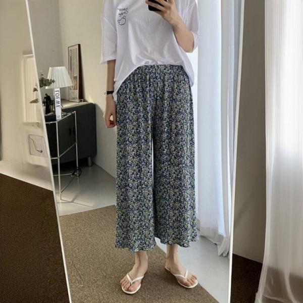 플라워플8부바지 밴딩팬츠 아이스팬츠 홈웨어