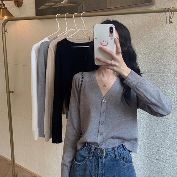 TF루즈숏가디건 얇은가디건 V넥가디건 가을 루즈핏