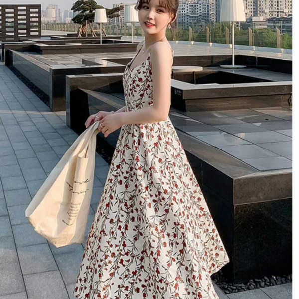 민소매플라워원피스 여름 휴가 코디 휴양지 꽃무늬 나시 롱원피스 하객룩