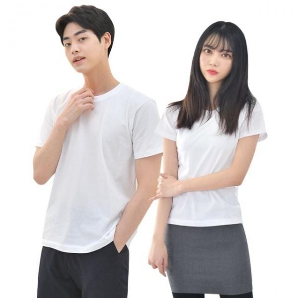 WL 교복몰 (3장 패키지) 라인핏 화이트 기본 티셔츠(남자