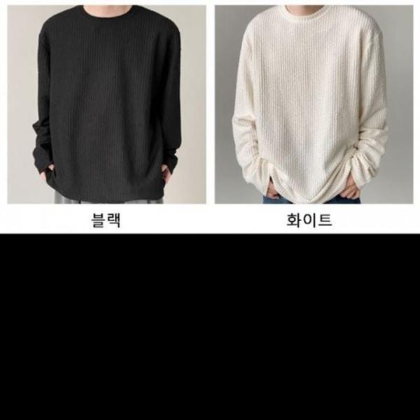 WL 라운드넥 소프트한 간절기티 맨투맨 스타일 골지 심플한 디자인 코디 활용도가 높은 티셔츠