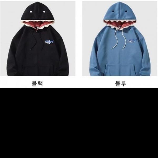 WL 패션 캐주얼 후드 티셔츠 상어 디자인 귀여운 부드러운 스티치 기모로 보온성 우수