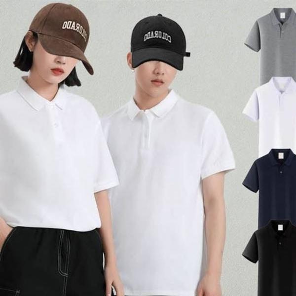 WL 카라티 데일리 디자인 스타일 베이직 캐주얼 남녀공용 무지 깔끔한 편안한 가벼운 반팔