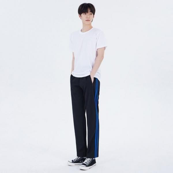 WL 국내생산 두줄 블랙 블루라인 츄리닝 교복몰