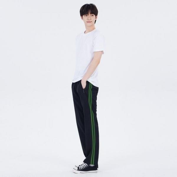 WL 국내생산 두줄 블랙 진한녹색라인 츄리닝 교복몰
