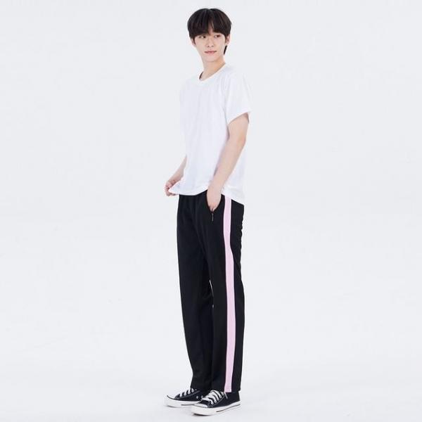 WL 국내생산 굵은 한줄 블랙 핑크라인 츄리닝 교복몰