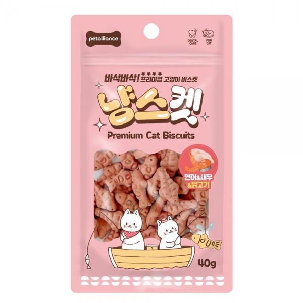 펫얼라이언스 고양이간식 냥스켓 연어 새우 닭고기 40g x 10개