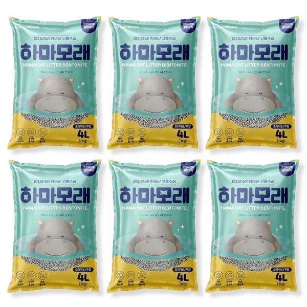 펫얼라이언스 고양이 모래 하마 벤토나이트 (무향) 4L x 6개