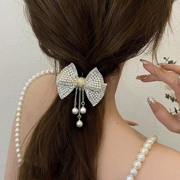 리본 진주 미니 자동핀 똑딱핀 큐빅 옆머리핀 반묶음 단발머리핀 앞머리삔
