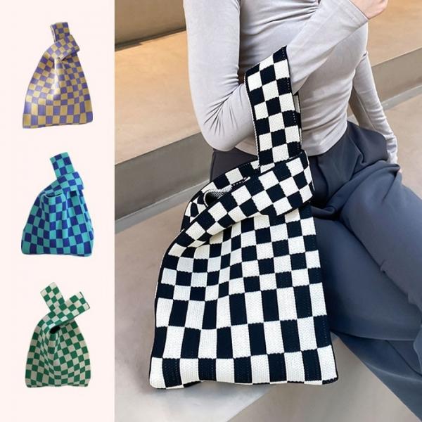 체커보드 토트 니트백 에코백 4color