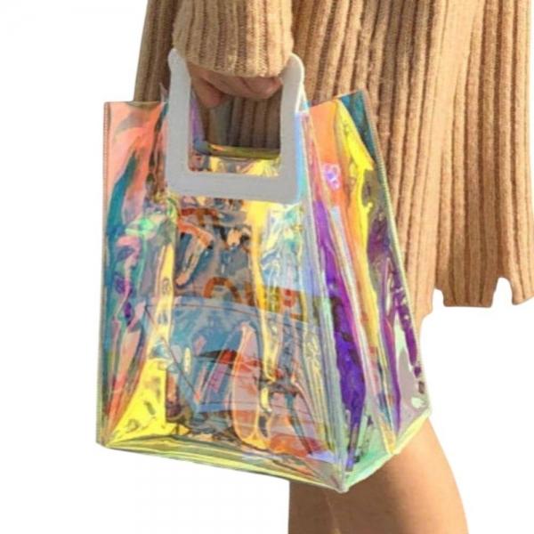 무지개 프리즘 PVC 핸드백