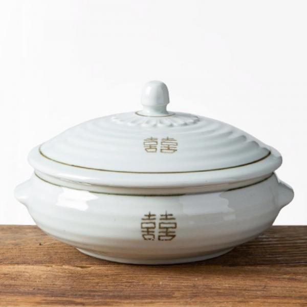 이천도자기 희고백자 뚜껑 찜기 대 21cm 그릇 식기