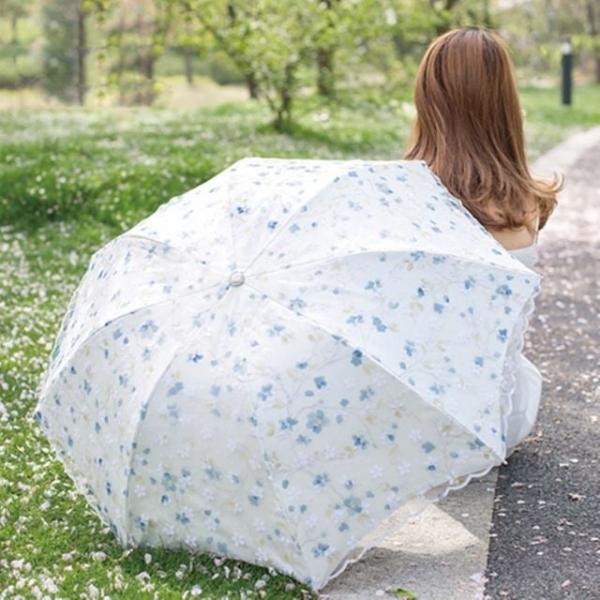 WL 여름 자외선차단 꽃무늬 레이스 암막 양산 우산