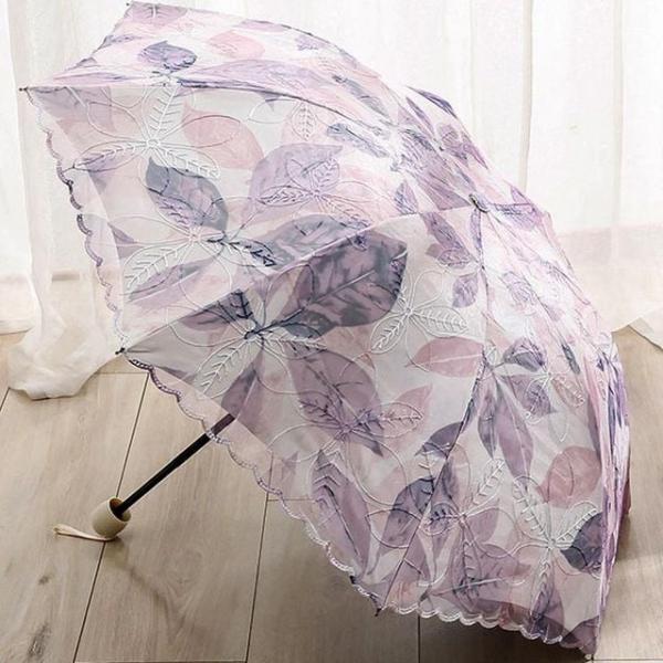 WL 나뭇잎자수 자외선차단 레이스 양산 선블록 여름양산