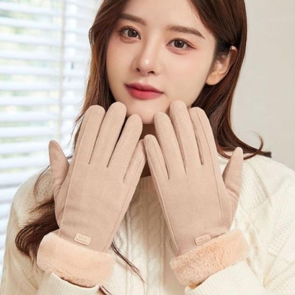 WL 안감 스마트폰 기모 터치장갑 스웨이드 퍼 여성 방한