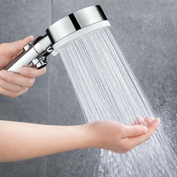 플로우픽 4단 수압 온오프 샤워기헤드 실버