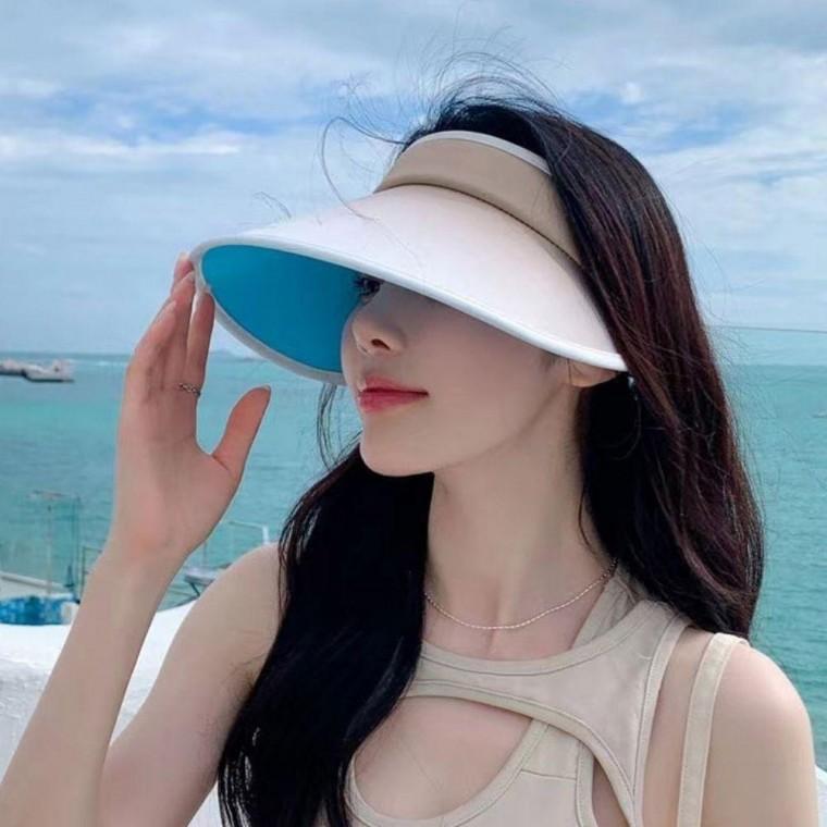 여성 선캡 썬캡 시원한모자 햇빛차단모자 그라데이션 비치모자 뒷밴딩 햇빛차단썬캡 햇빛차단 원픽