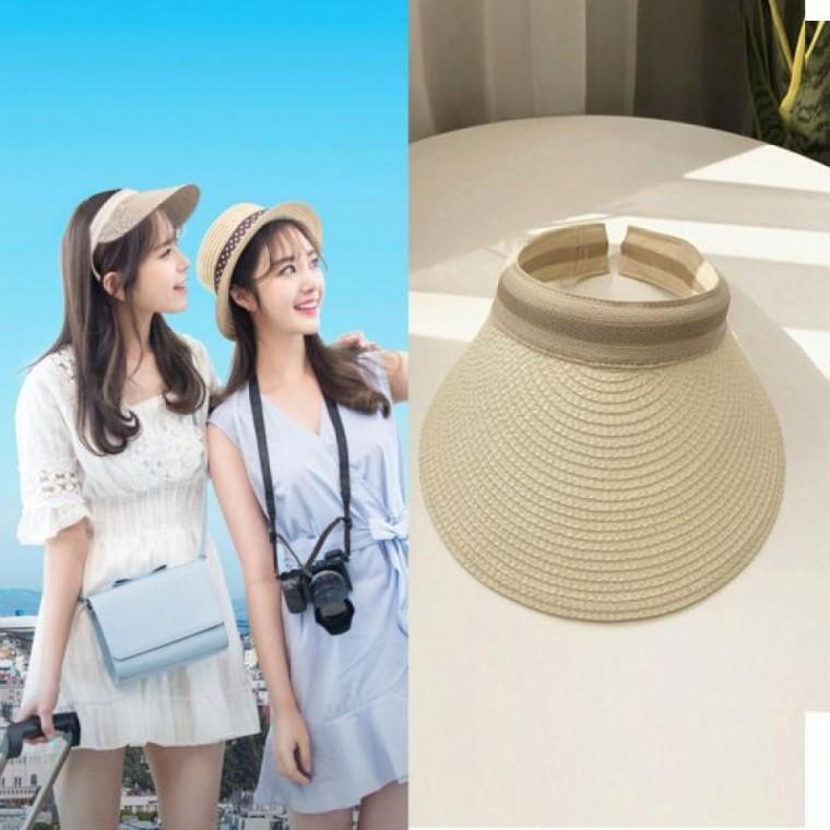 리프 썬캡 햇빛차단 여성 라탄 모자 여름 썬바이저