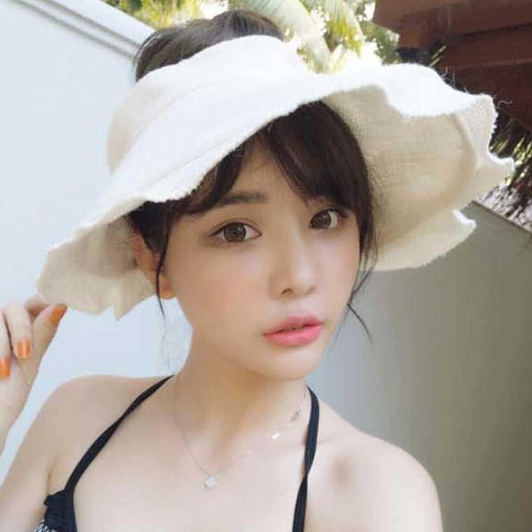 특이한모자빅모자 여자 예쁜 창큰 여행 모자 햇빛차단모자 중년 빅사이즈 햇빛 차단
