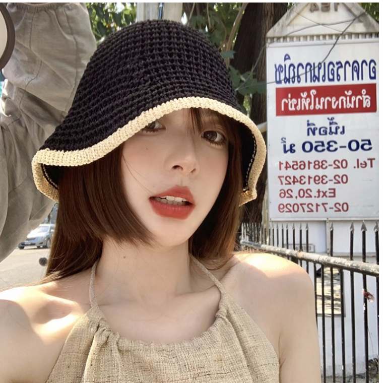 콜로라인 버킷햇 벙거지모자 여름 햇빛 차단 라피아 햇 사파리 매쉬 산책 데일리