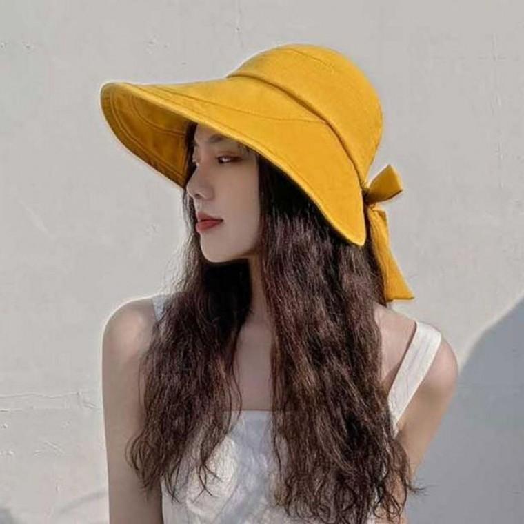 여성 와이드 넓은 챙 리본 버킷햇 햇빛차단 캡모자 여성 모자 얼굴 여자 버킷햇 챙 해변 썬캡 휴양지