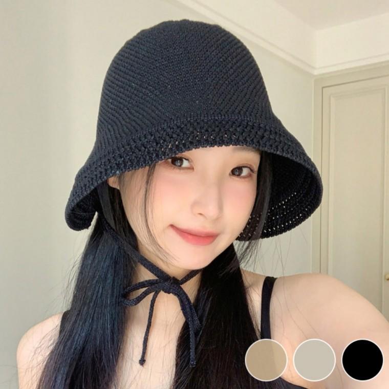 예쁜 니트 짜임 여름 햇빛 차단 나들이 여성 버킷햇