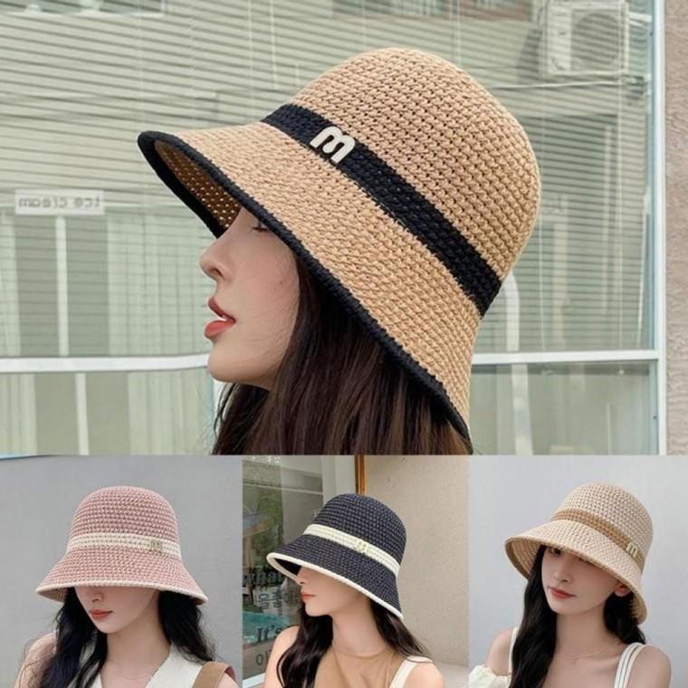 여성 모자 버킷햇 햇빛차단 밀짚 벙거지