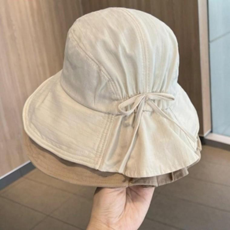 햇빛차단 여성 리본 버킷햇 여름 자외선차단 모자 썬캡