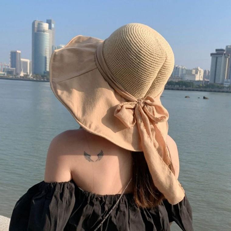 여름 버킷햇 썬캡 햇빛 밀짚 차단 챙 넓은 휴양지