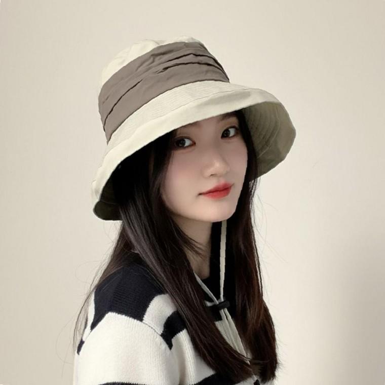 여성 면 버킷햇 스트랩 벙거지 모자 사파리 등산 햇빛가리개