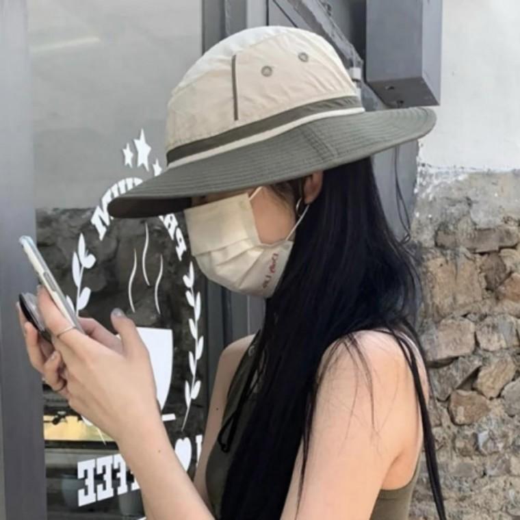 남녀공용 아웃도어 사파리햇 낚시 등산 모자 배색 포인트 캠핑 야외 활동 벙거지 햇빛차단 패션 모자