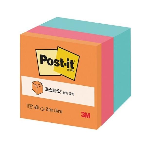 3M 포스트잇 노트 큐브 오렌지 3색 NOPRAQ