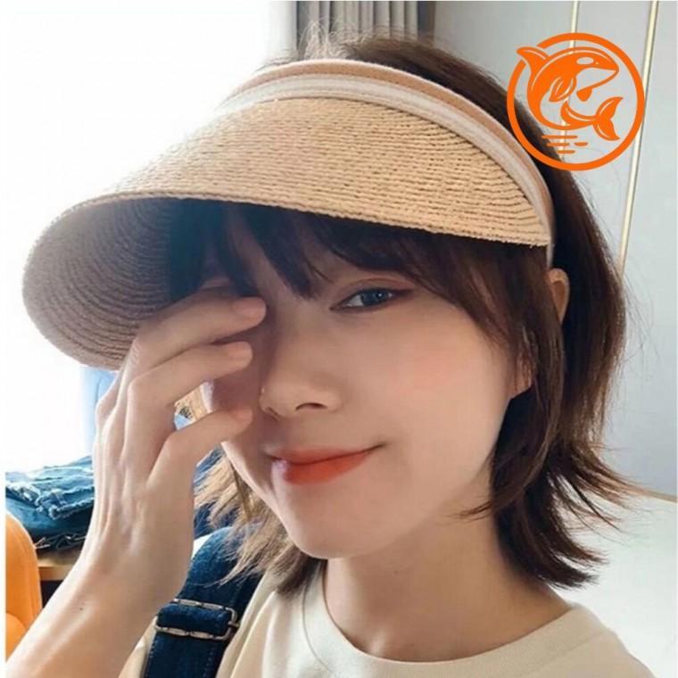 여름 여행 썬캡 모자 브라운 색상 햇빛 차단용 패셔너블 야외 활동 모자