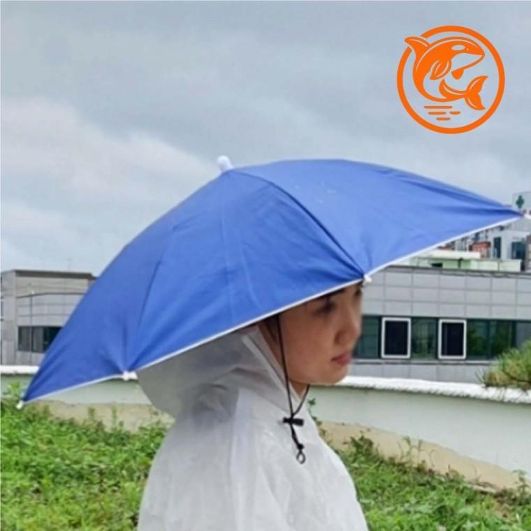 햇빛차단 블루 여름 쪼리 모자 산책용 우산형 모자 머리 보호 여름용 아이템