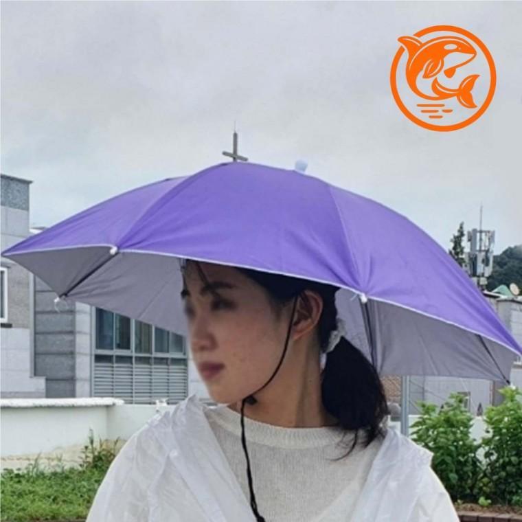 햇빛 차단용 파라솔 모자 세련된 보라색 선물용 우산모자