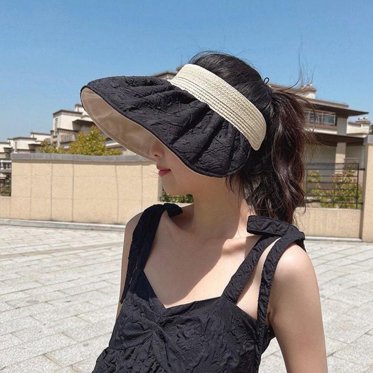 여성 여름 선캡 모자 햇빛 자외선 차단 썬캡 블랙 바캉스 휴양지 창모자 여자썬캡