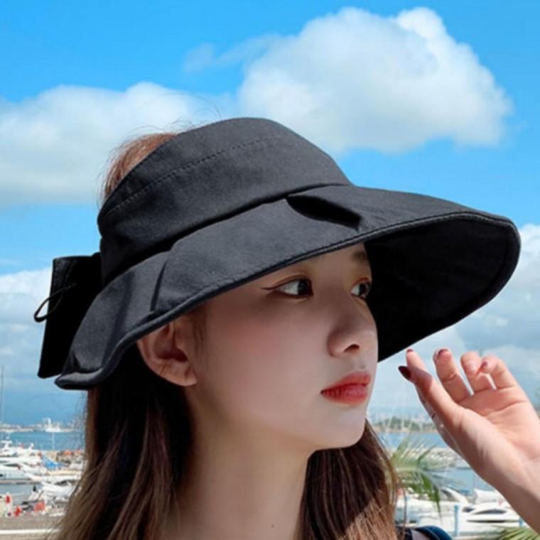 리본 썬캡 여성 모자 휴양지 햇빛 차단 귀여운