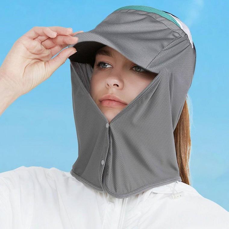 캡 모자 자외선차단 그레이 캡 롱 햇빛가리개