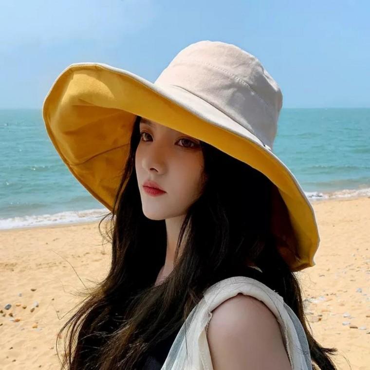 햇빛가리개 여성용 휴양지 13cm왕챙모자 양면모자