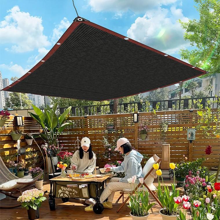 [도매라인] 세이드 차광막 블랙 4m X 6m 대형 차양막 차량 옥상 그늘막 차광막 타프 테라스 햇빛가림막