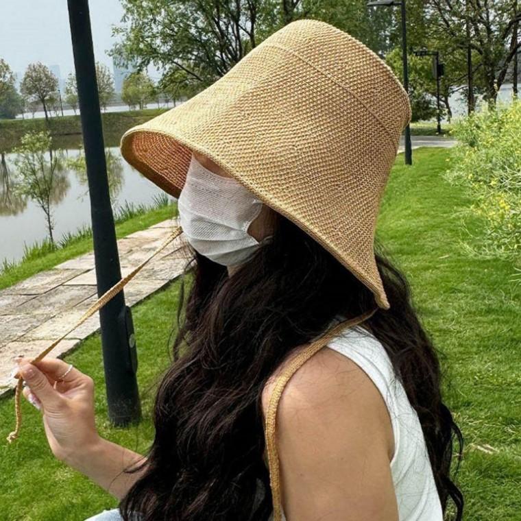 여성 시원한 소재 넓은 둥근 챙 햇빛 벙거지 모자 여자 남자 무지 낚시 큰모자 캡모자