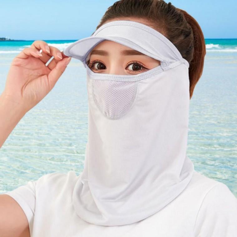 농사 여자 안면 냉감 썬캡 마스크 햇빛차단 모자 블루