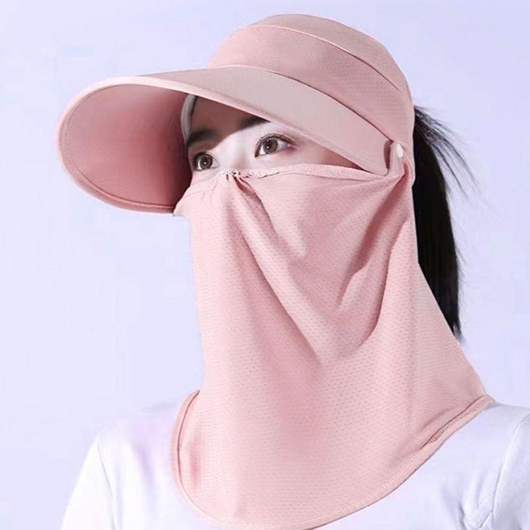 선캡 여성썬캡 모자 햇빛가리개 풀커버 썬캡 핑크 메쉬 자외선차단