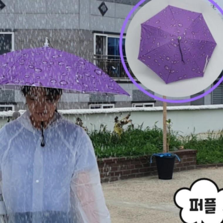 농사 중형 우산모자 쓰는 개인파라솔 퍼플 머리에 낚시 자외선차단햇빛차단