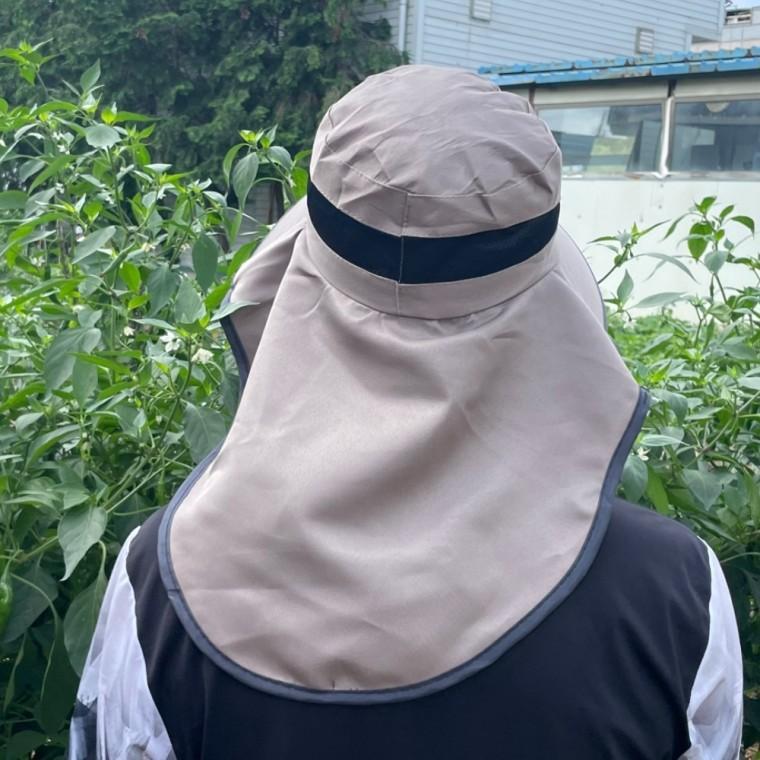 여름모자 얼굴 뒷목 햇빛가리개 창넓은 모자 베이지 뒷목가리개