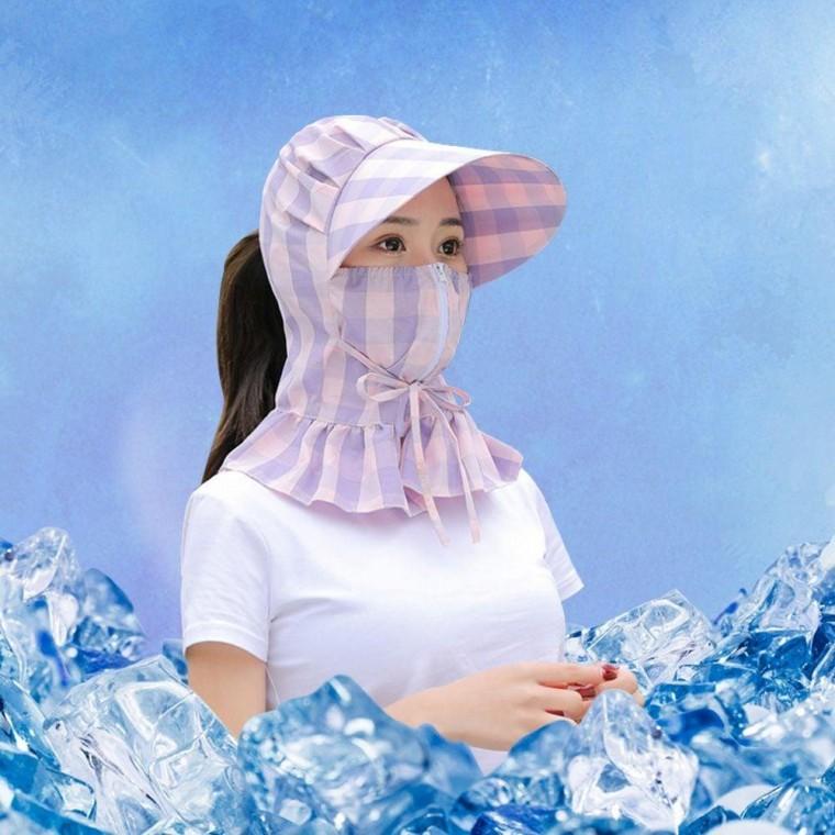 넥지퍼 그늘막 썬캡 마스크 햇빛차단 가리개 프릴체크
