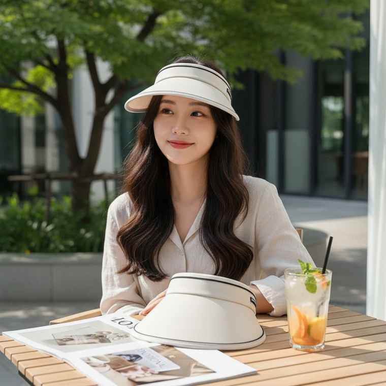 여성용 UV 차단 햇빛 모자 2P 여름 자외선 썬캡