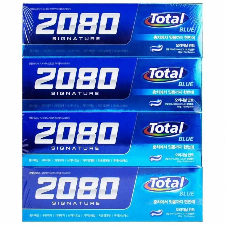 2080 시그니처 토탈블루 치약 125g x 4개-오리지날민트향(391327)