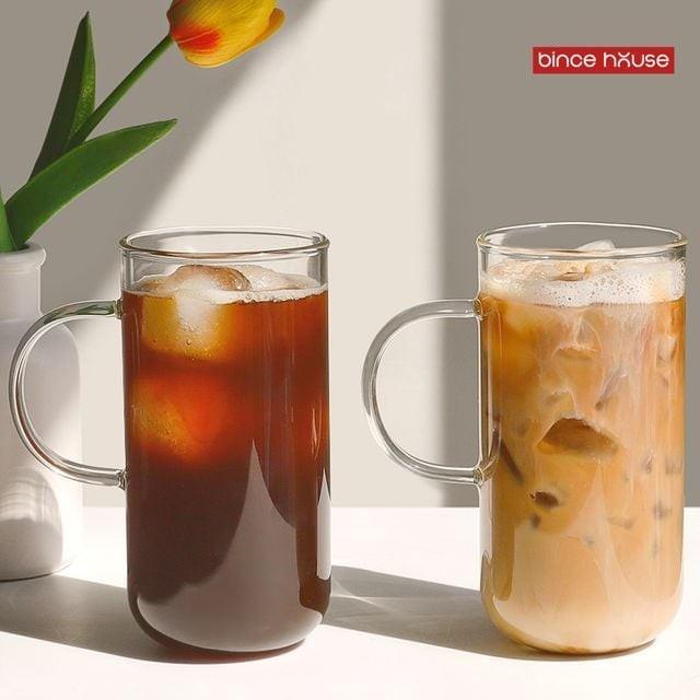 내열 유리컵 650ml 손잡이물컵 커피유리잔 아이스커피컵 카페물컵 카페유리잔