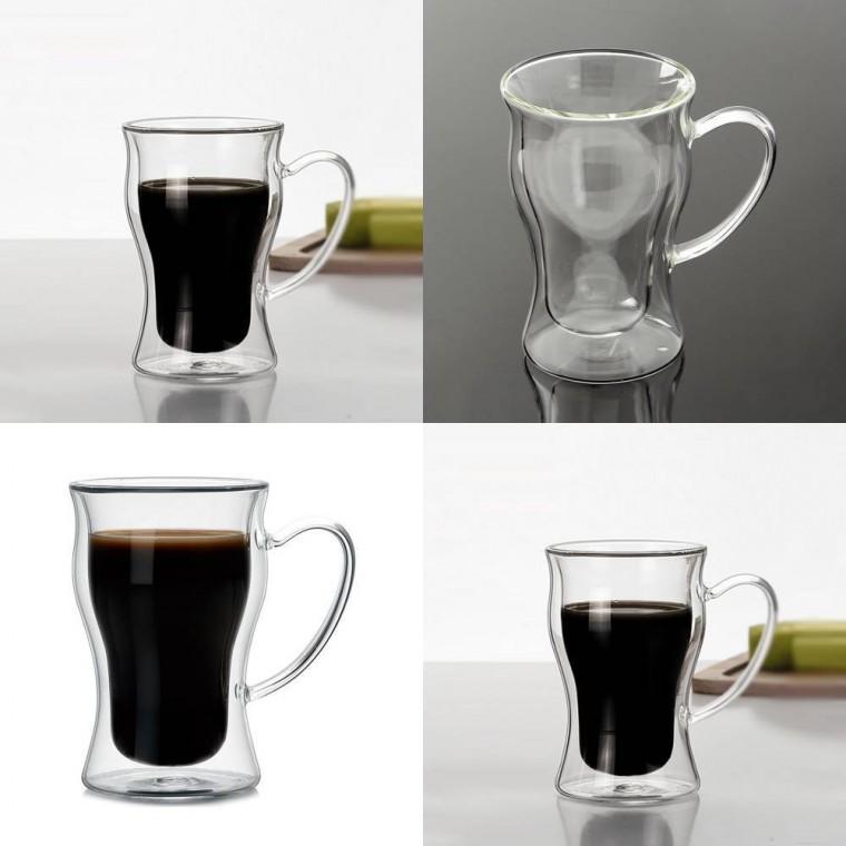 이중 내열유리컵 250ml 깔끔한유리잔 홈카페유리잔